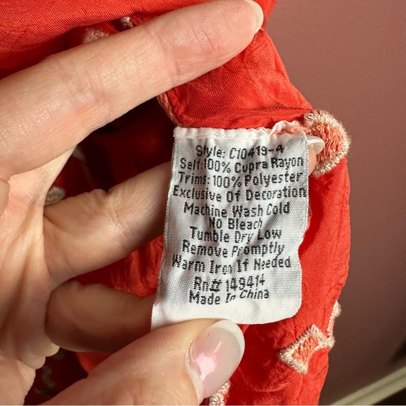 Johnny Was Collection Dakota Poncho in bright orange flora embroidery size small - Picture 9 of 11